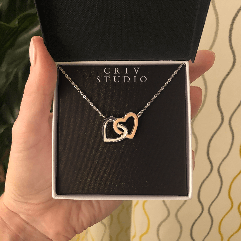 Interlocking Hearts Necklace - Yellow & White Gold Variants