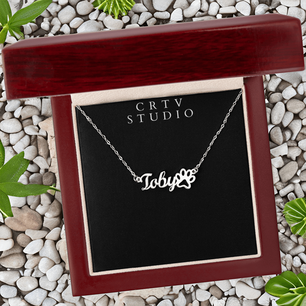 Paw Print Name Necklace