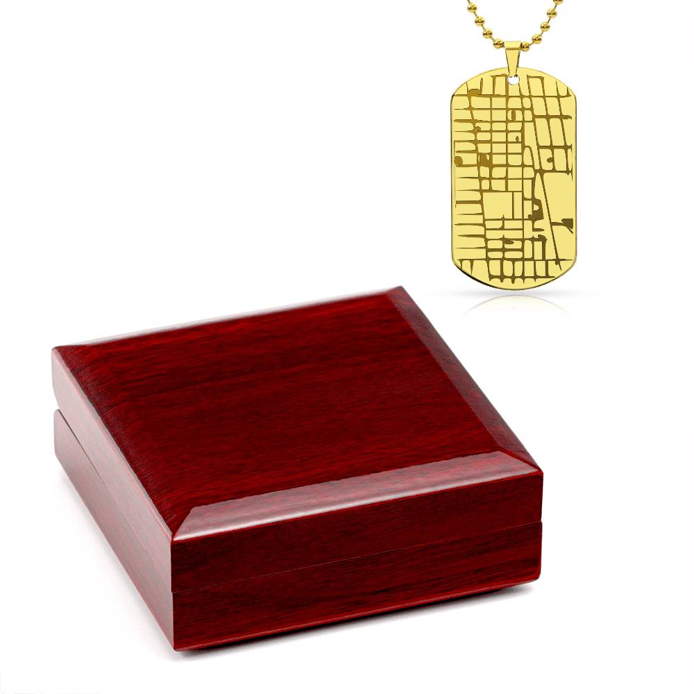 Engraved Map Dog Tag Necklace