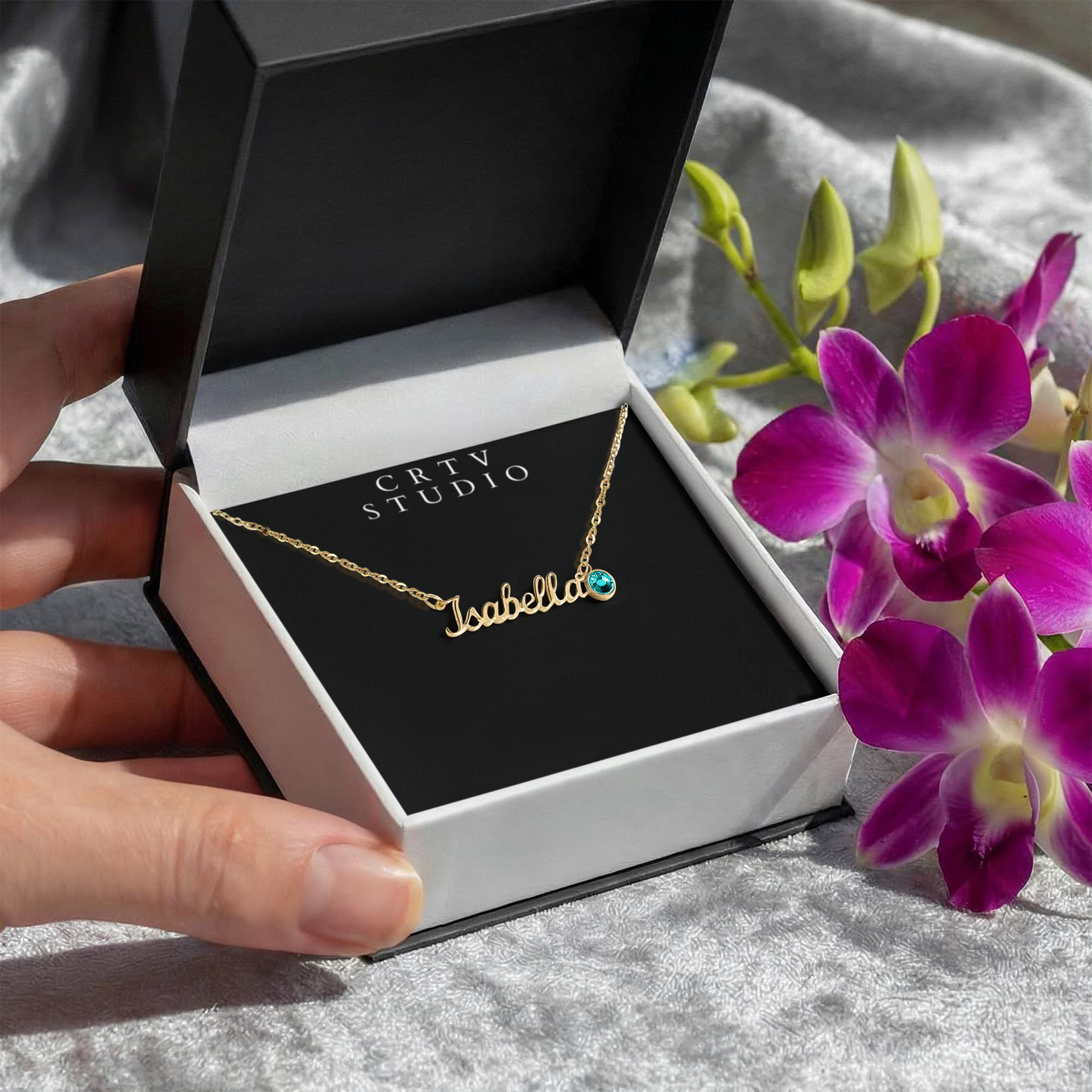 Custom Name Necklace with Birthstone