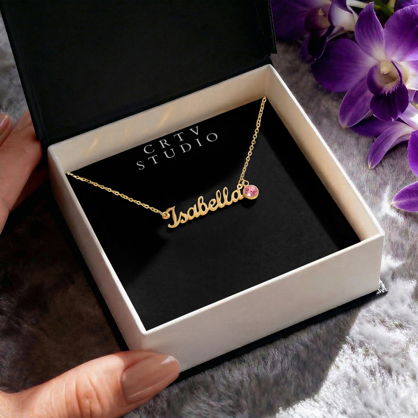 Custom Name Necklace with Birthstone