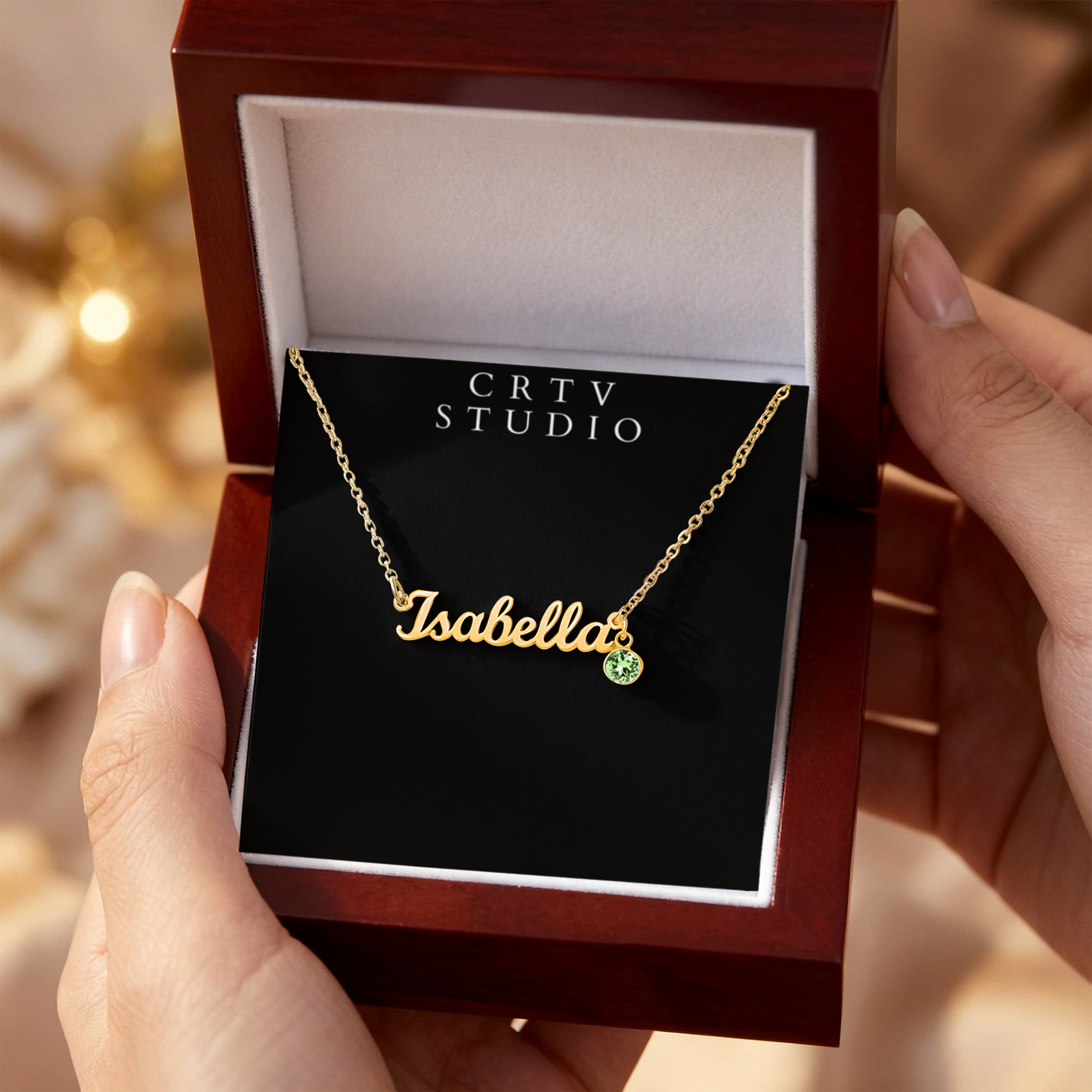 Custom Name Necklace with Birthstone