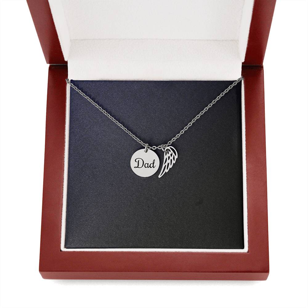 Memorial Necklace  w/ Angel Wing Charm – Dad