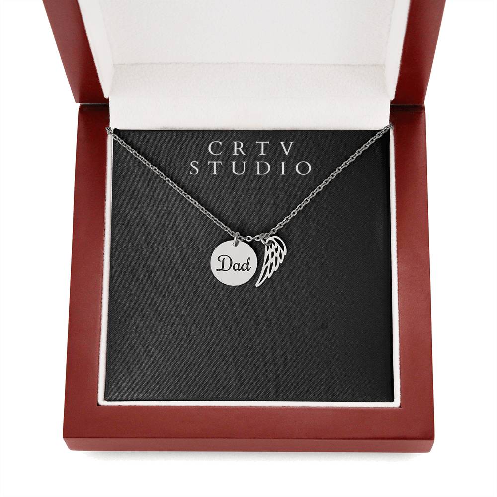 Memorial Necklace w/ Angel Wing Charm – Dad