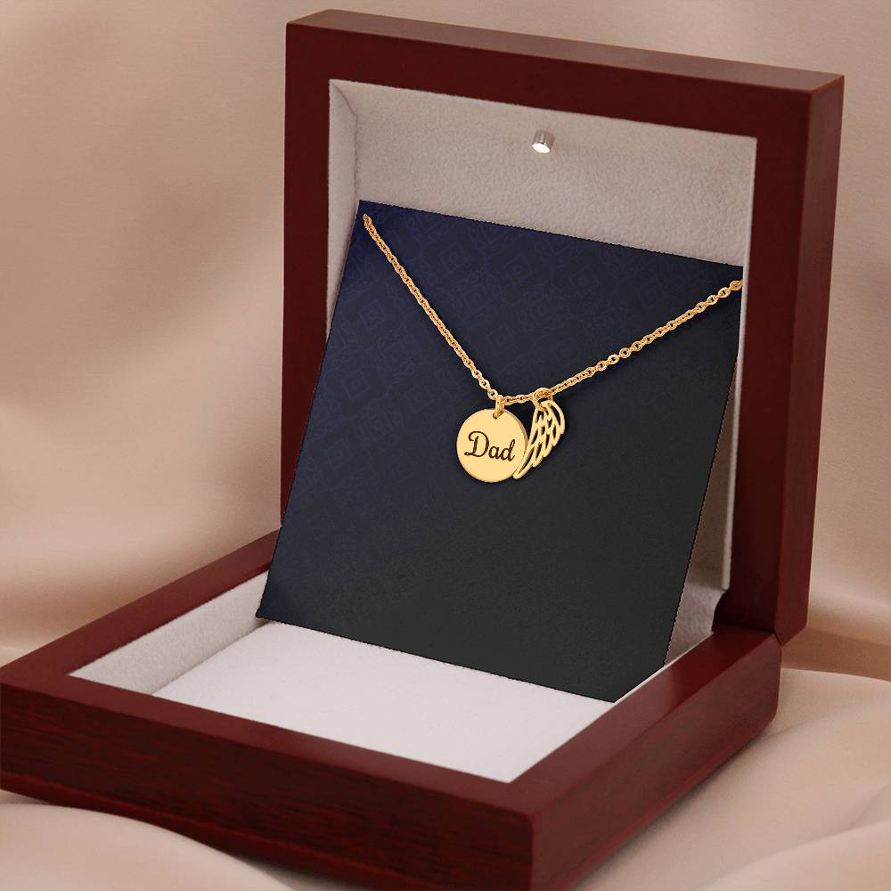 Memorial Necklace  w/ Angel Wing Charm – Dad