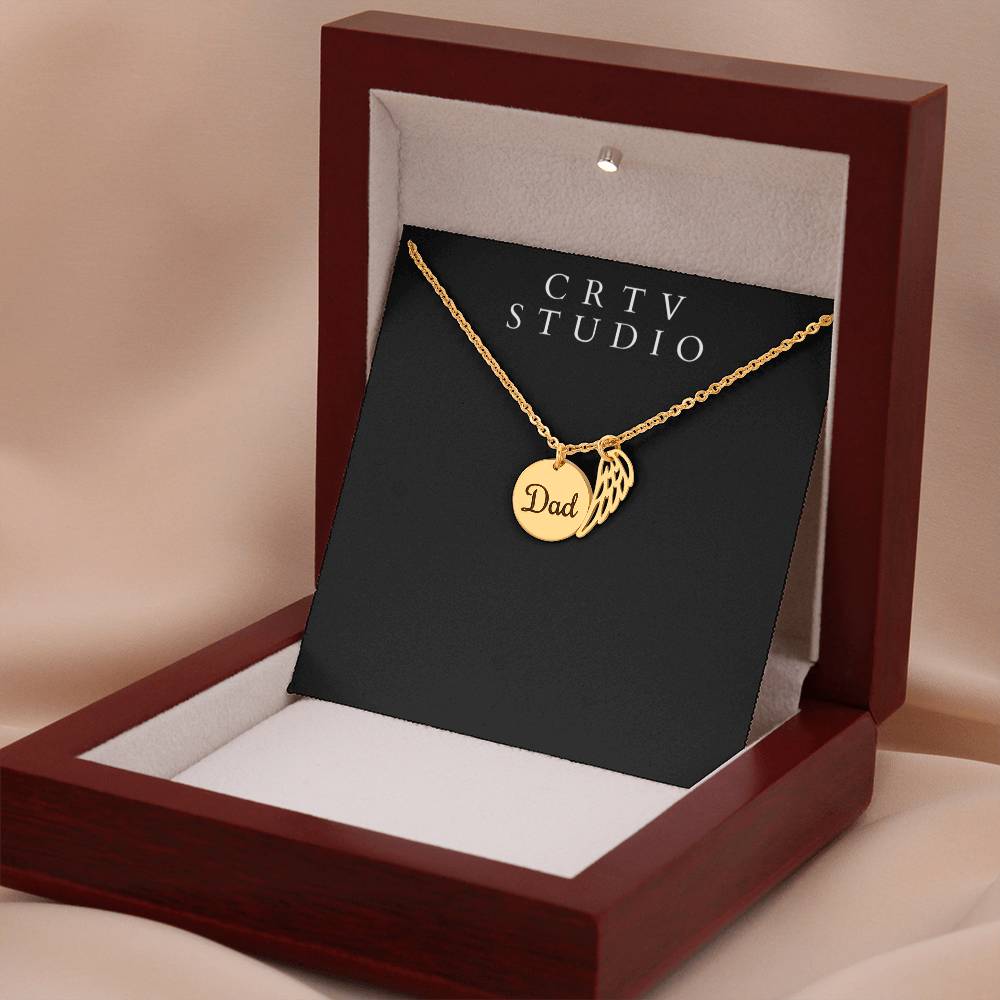 Memorial Necklace w/ Angel Wing Charm – Dad