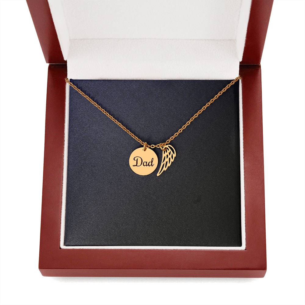 Memorial Necklace  w/ Angel Wing Charm – Dad