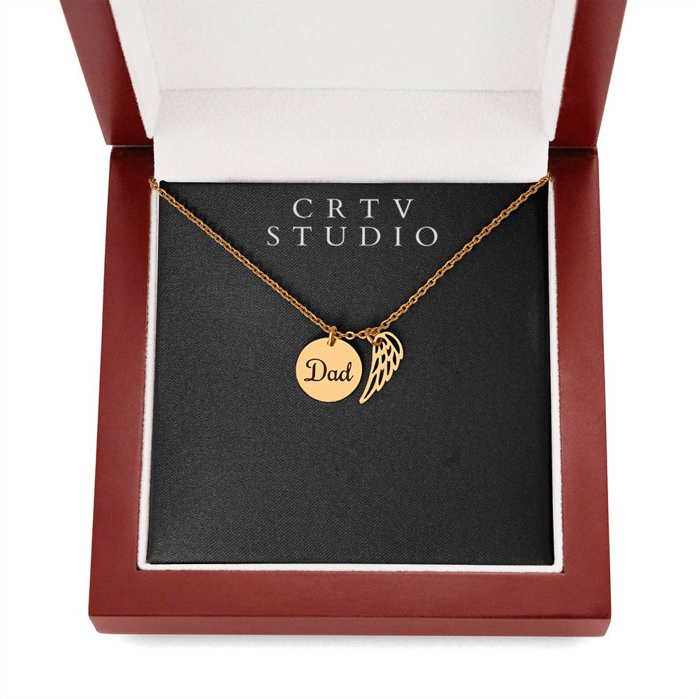 Memorial Necklace w/ Angel Wing Charm – Dad