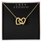 Interlocking Hearts Necklace - Yellow & White Gold Variants