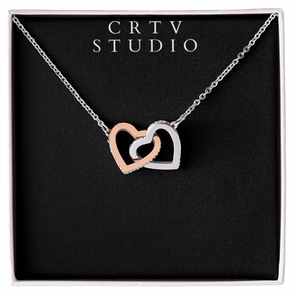 Interlocking Hearts Necklace - Yellow & White Gold Variants