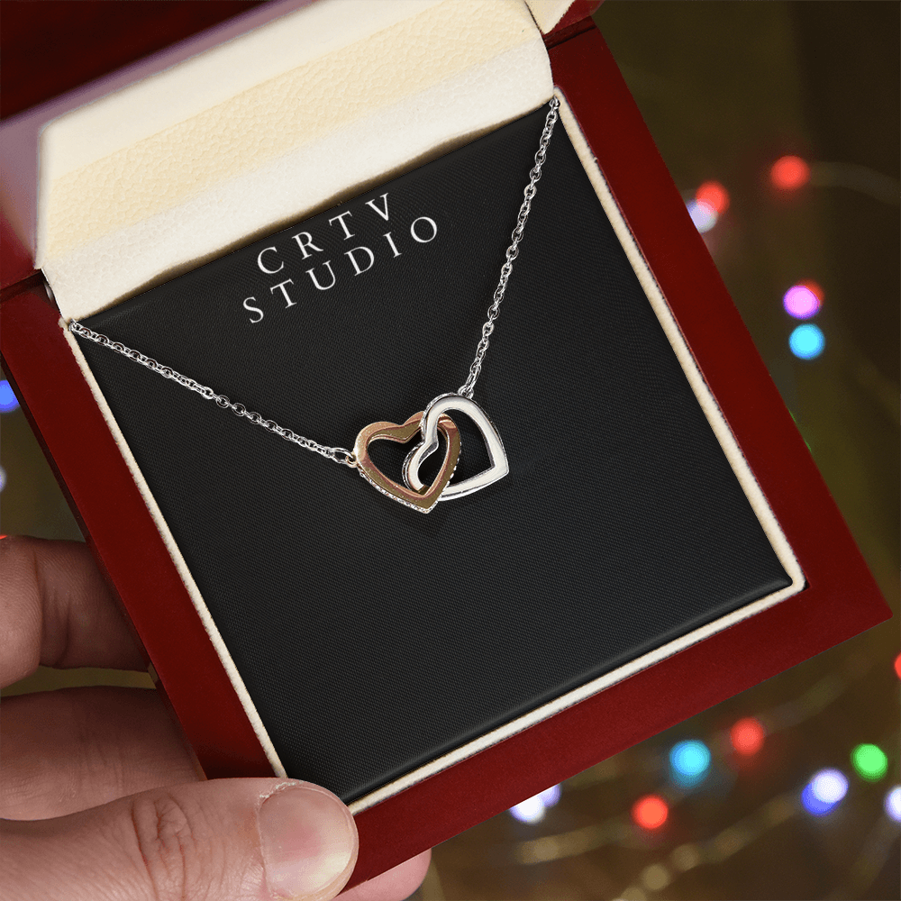 Interlocking Hearts Necklace - Yellow & White Gold Variants