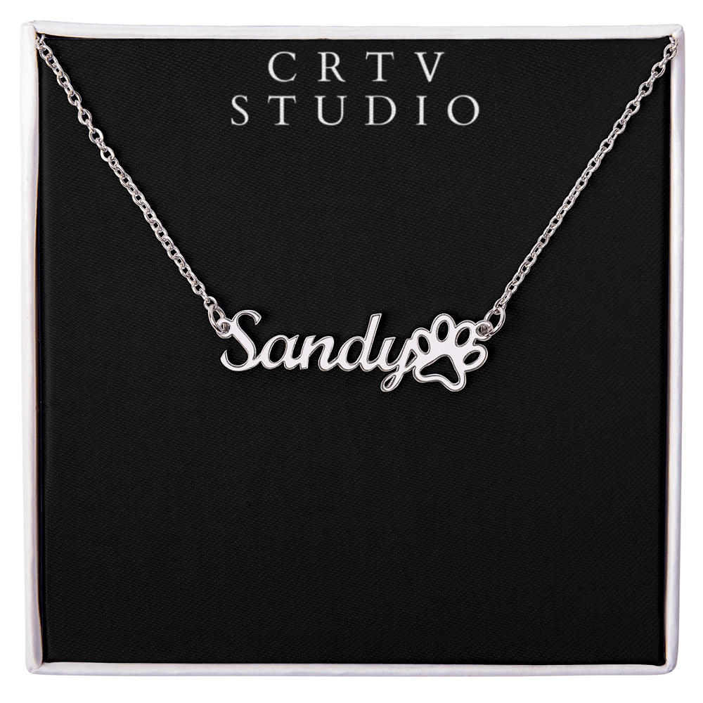 Paw Print Name Necklace