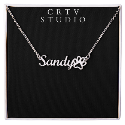 Paw Print Name Necklace