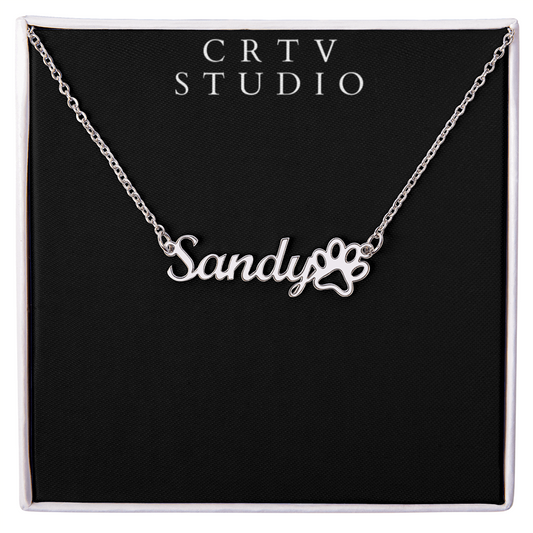 Paw Print Name Necklace