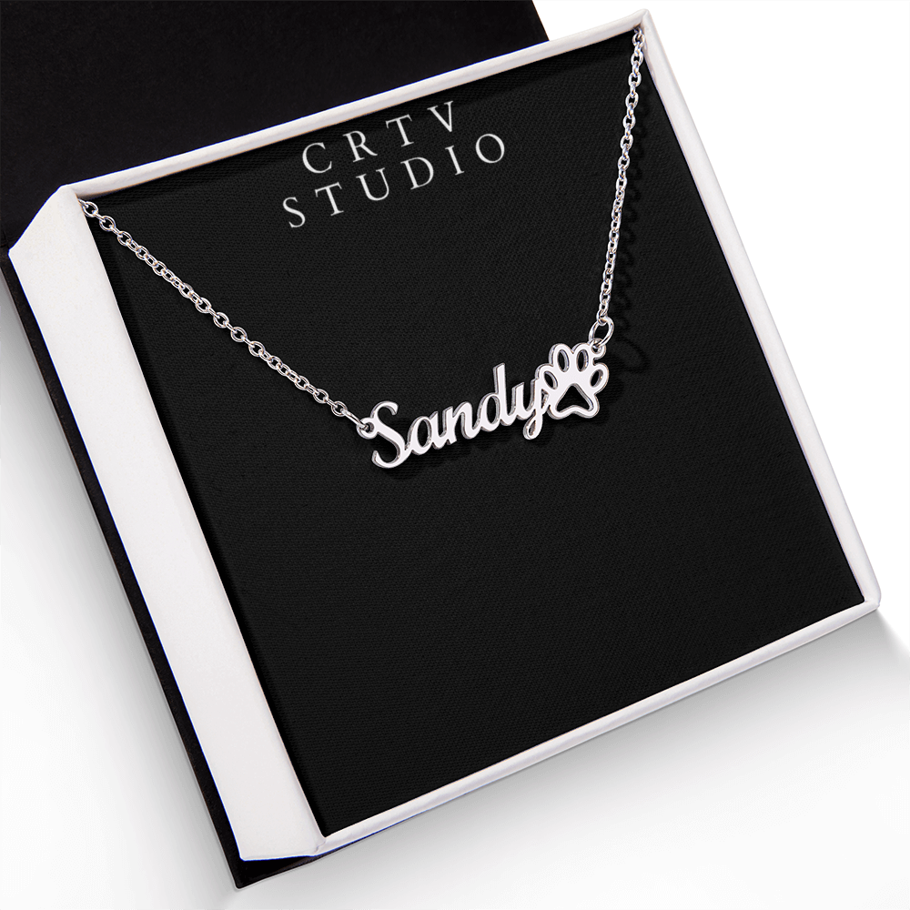 Paw Print Name Necklace