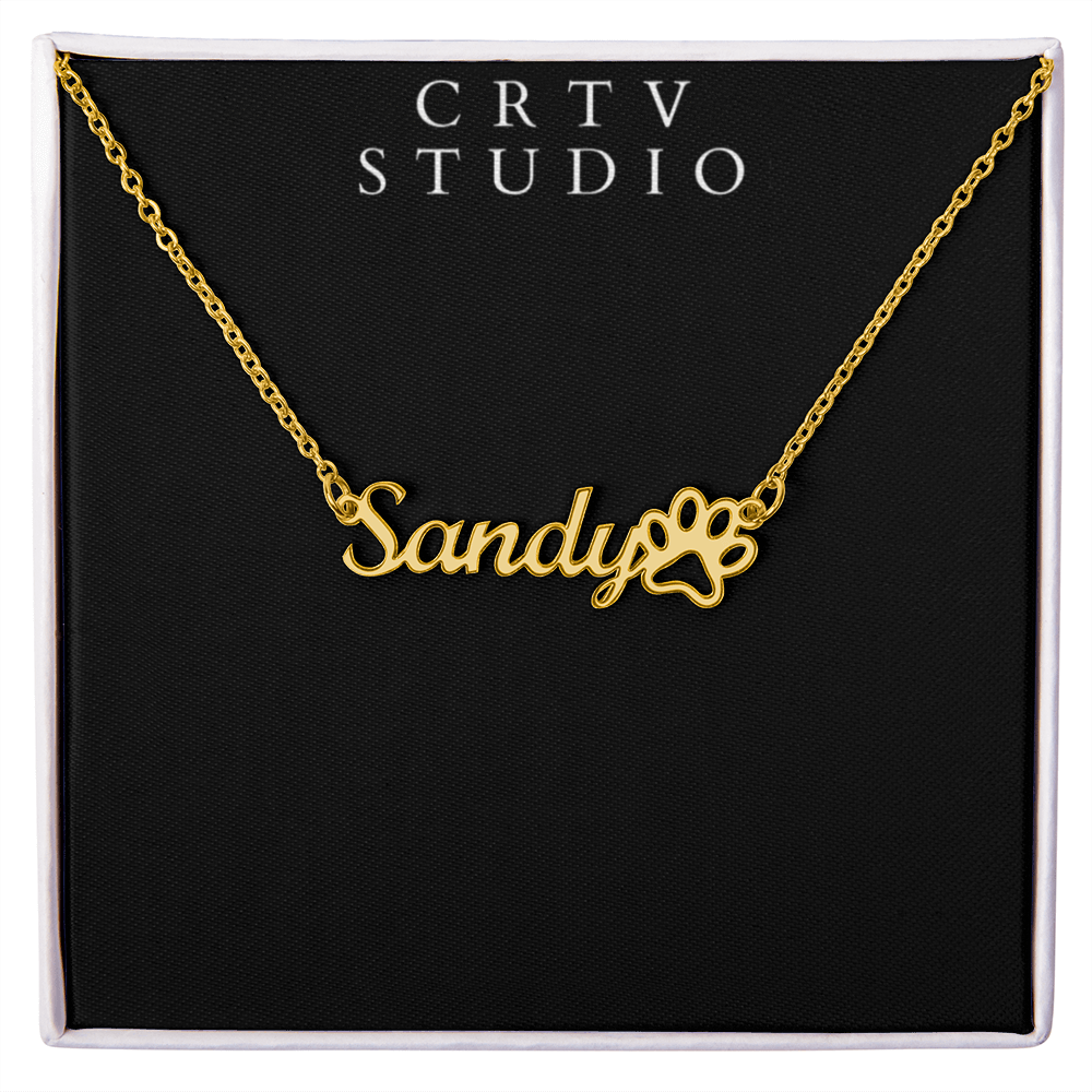 Paw Print Name Necklace