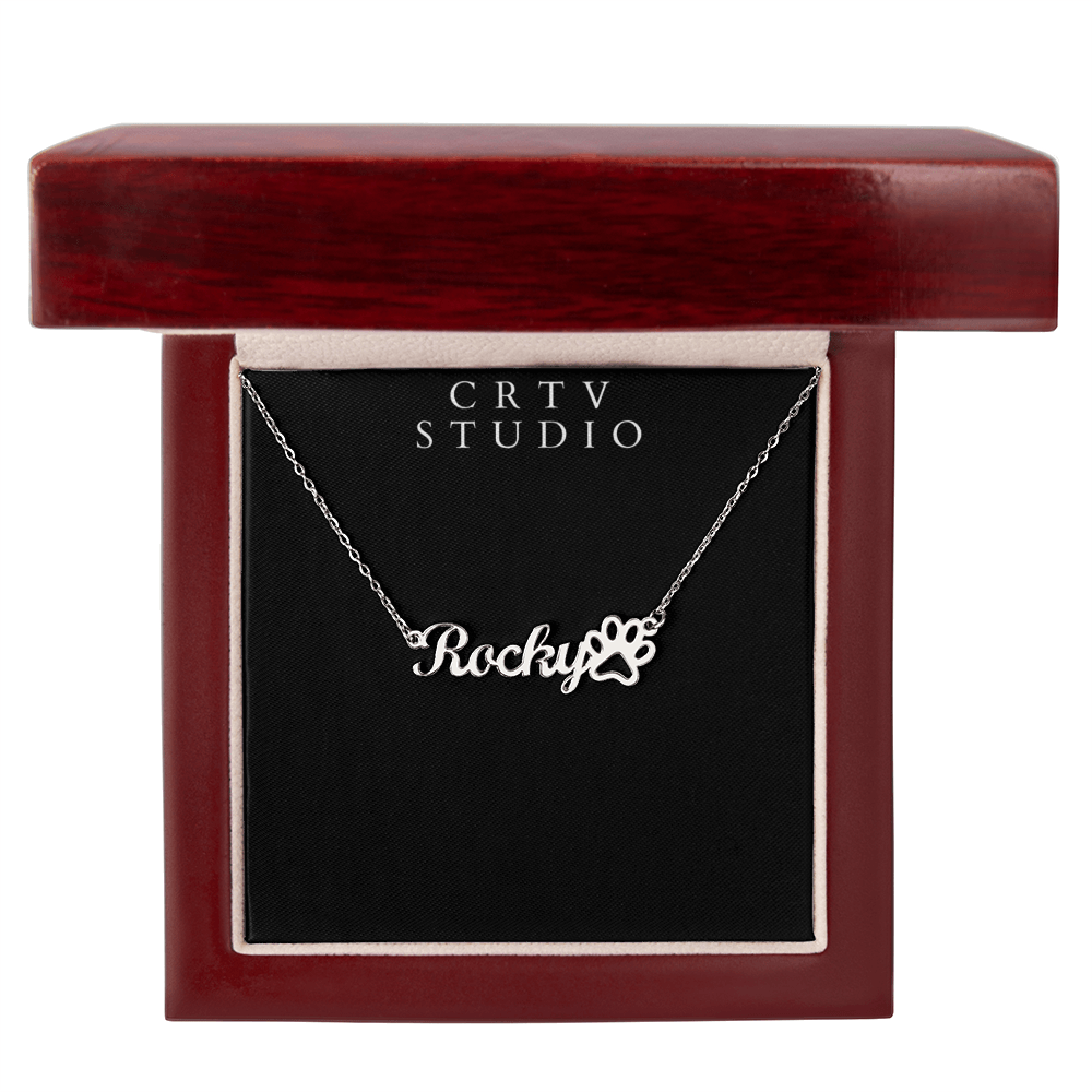 Paw Print Name Necklace