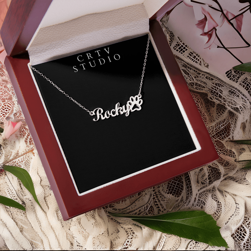 Paw Print Name Necklace