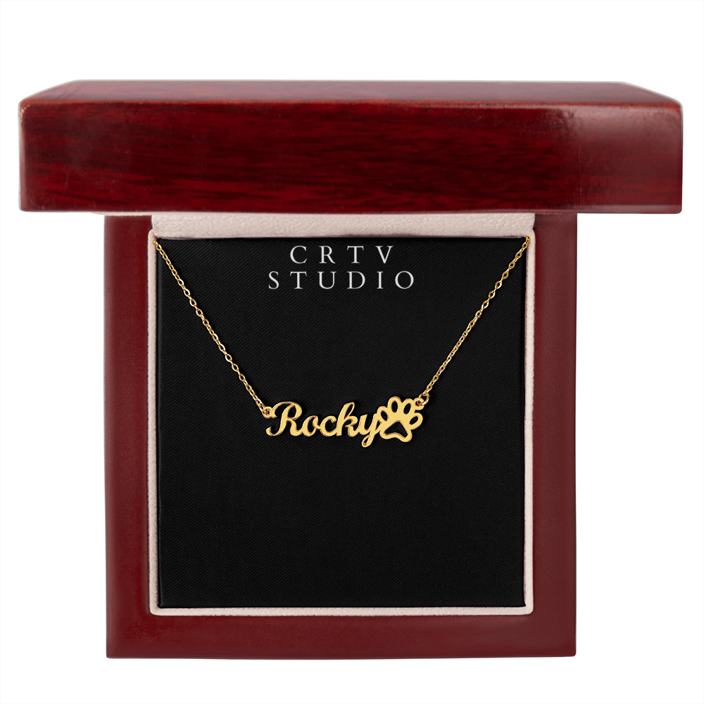 Paw Print Name Necklace