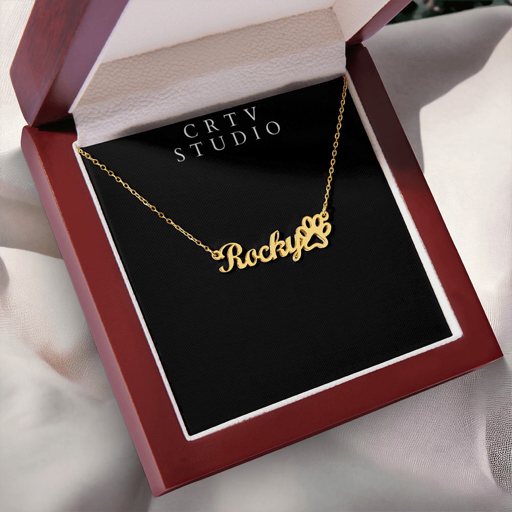 Paw Print Name Necklace