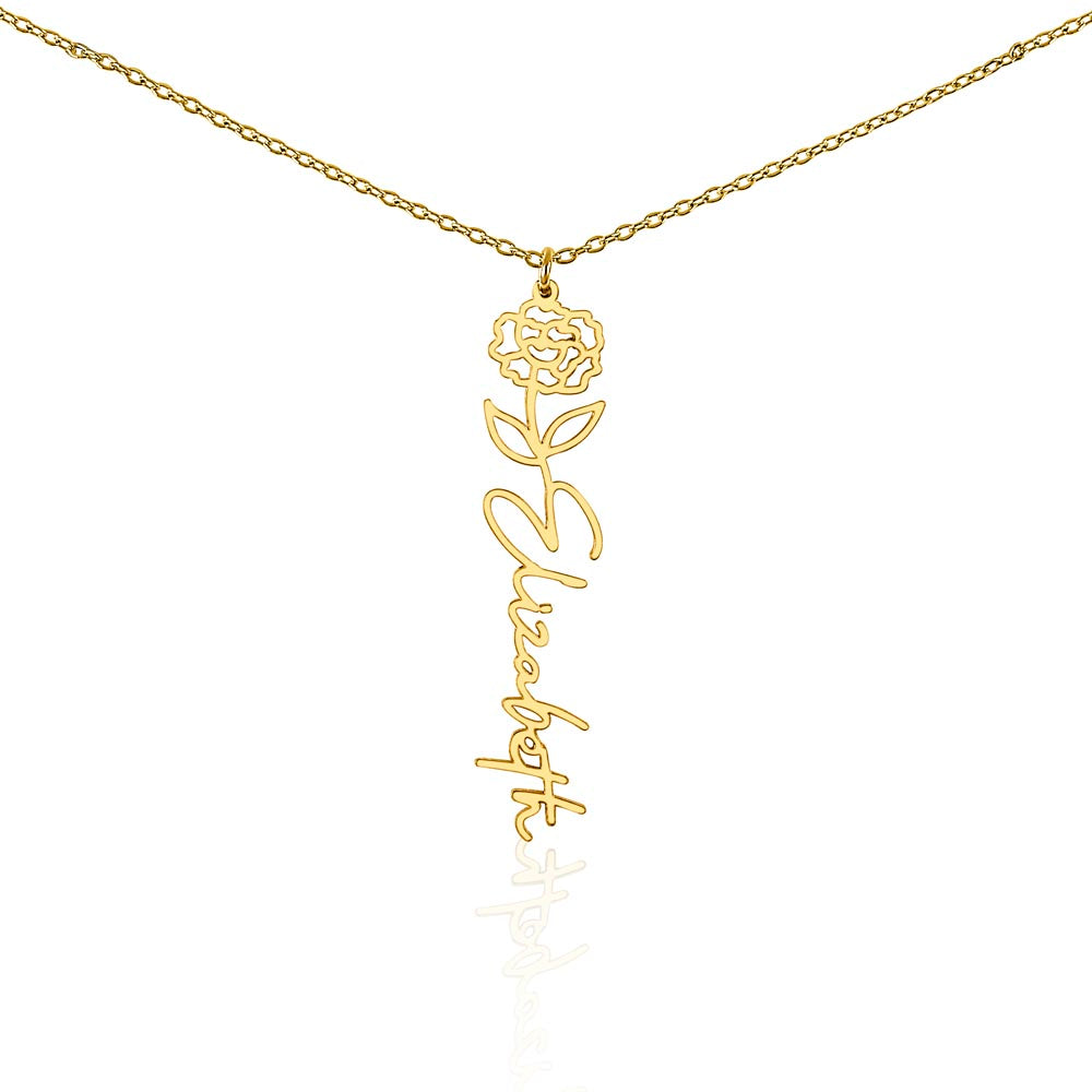 Custom Name Necklace - Birth Flower Design