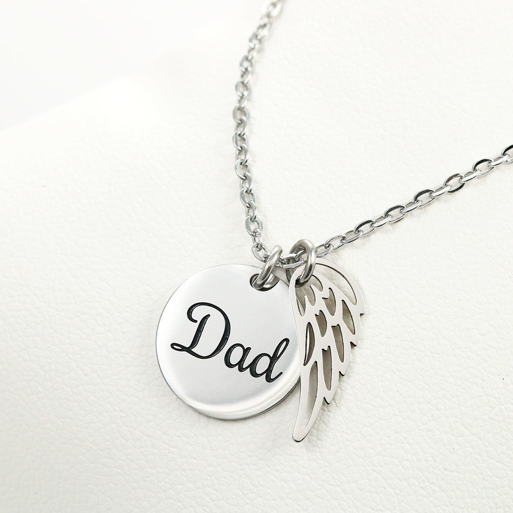 Memorial Necklace w/ Angel Wing Charm – Dad