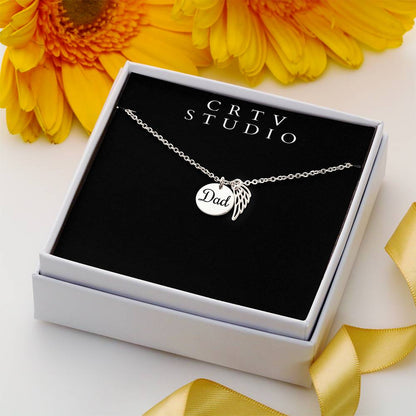 Memorial Necklace w/ Angel Wing Charm – Dad