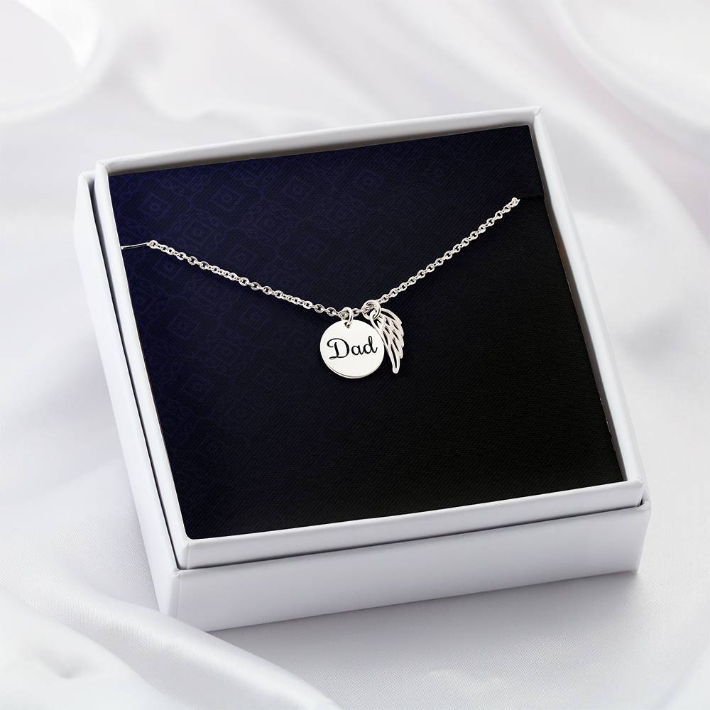 Memorial Necklace  w/ Angel Wing Charm – Dad