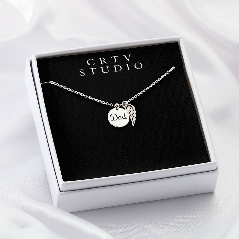 Memorial Necklace w/ Angel Wing Charm – Dad
