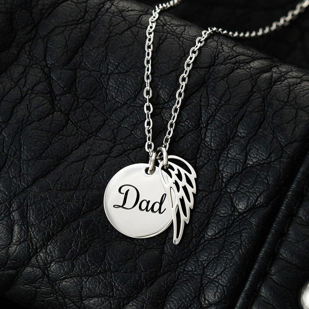 Memorial Necklace  w/ Angel Wing Charm – Dad