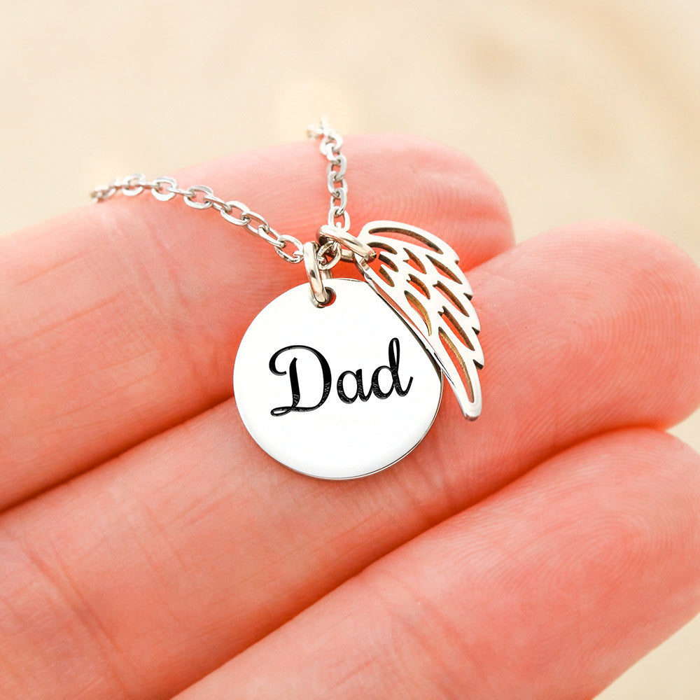 Memorial Necklace w/ Angel Wing Charm – Dad