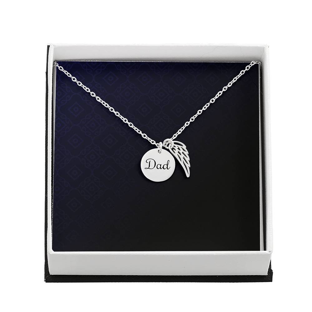 Memorial Necklace  w/ Angel Wing Charm – Dad