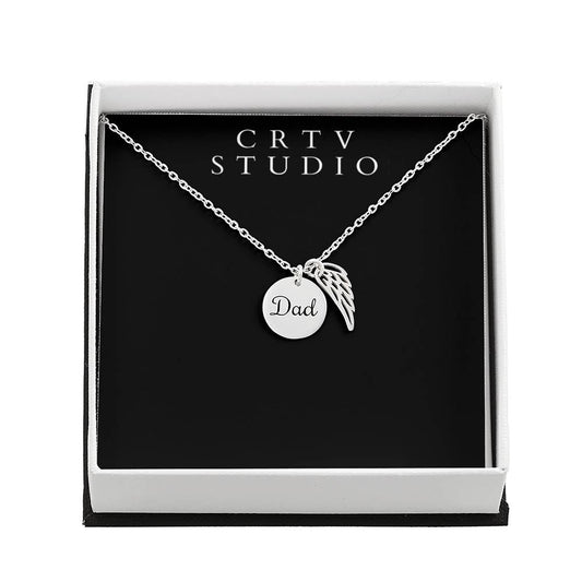 Memorial Necklace w/ Angel Wing Charm – Dad