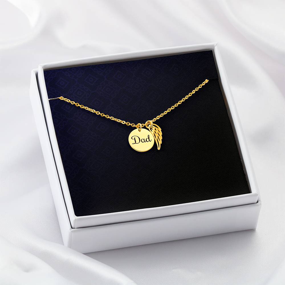 Memorial Necklace  w/ Angel Wing Charm – Dad