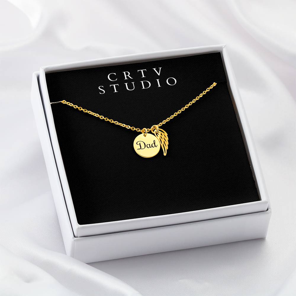 Memorial Necklace w/ Angel Wing Charm – Dad