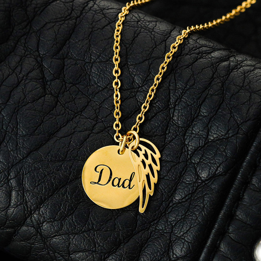 Memorial Necklace w/ Angel Wing Charm – Dad