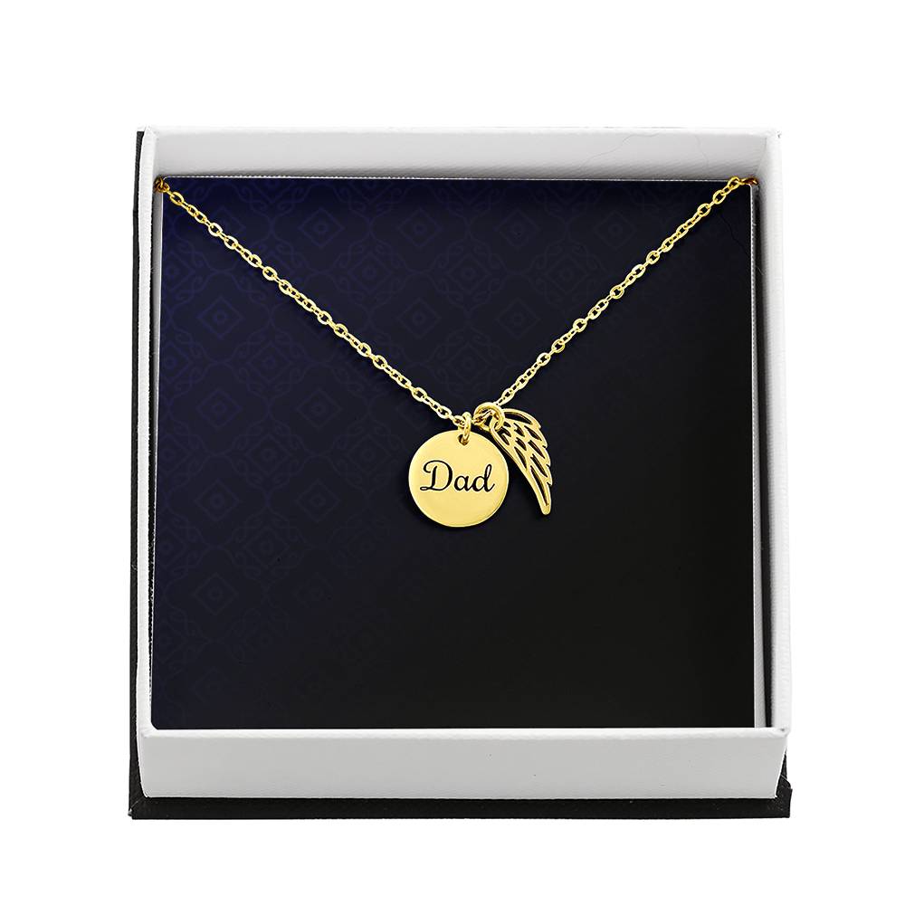 Memorial Necklace  w/ Angel Wing Charm – Dad