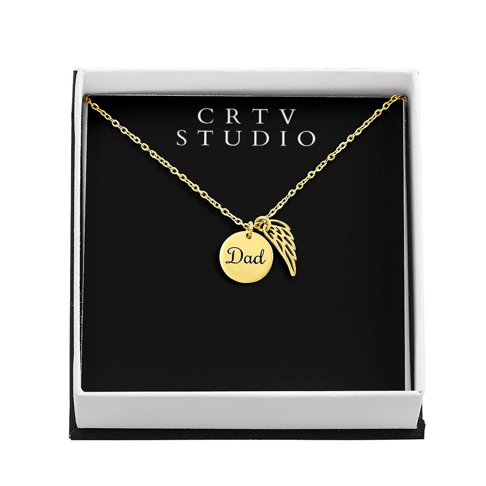 Memorial Necklace w/ Angel Wing Charm – Dad