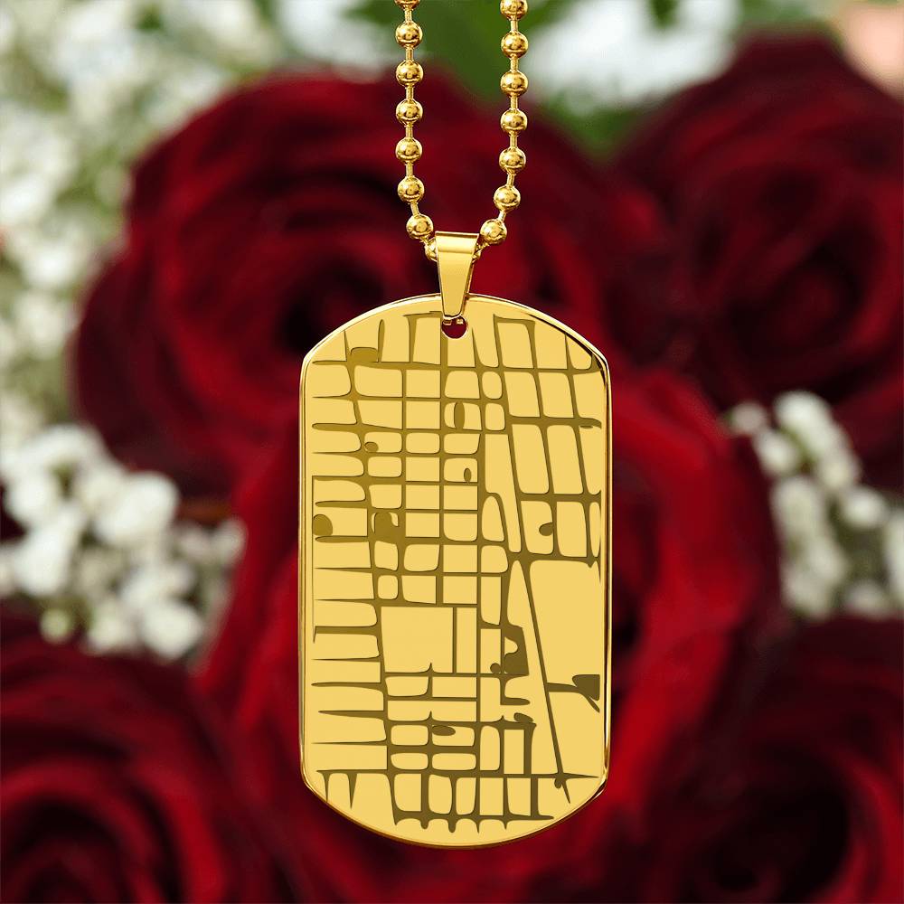 Engraved Map Dog Tag Necklace