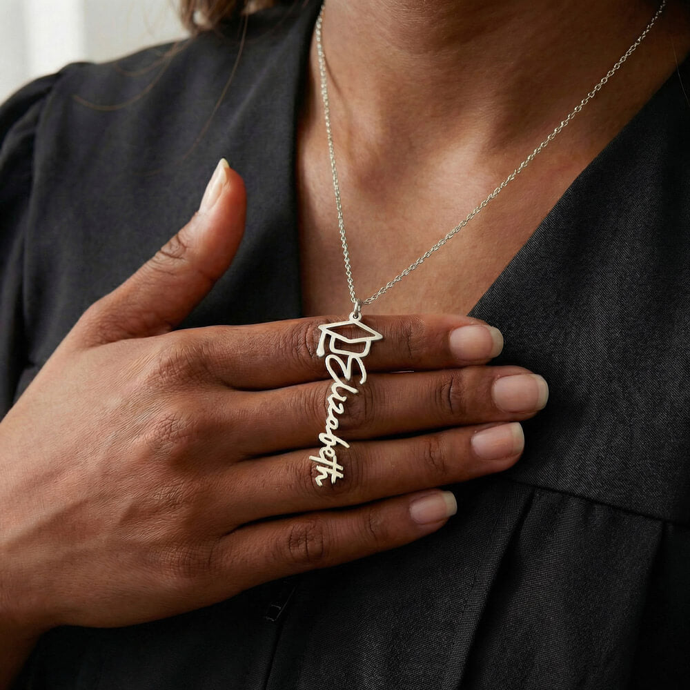 Graduation Cap Name Necklace