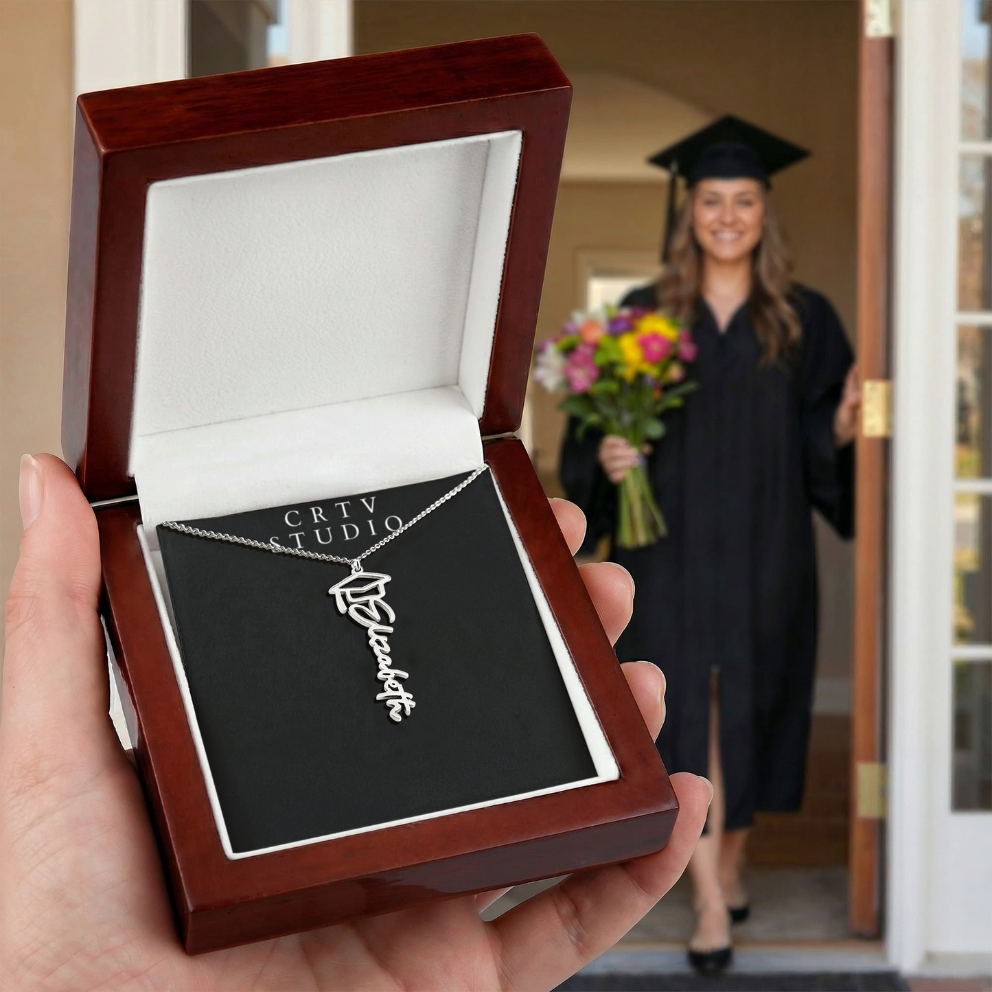 Graduation Cap Name Necklace