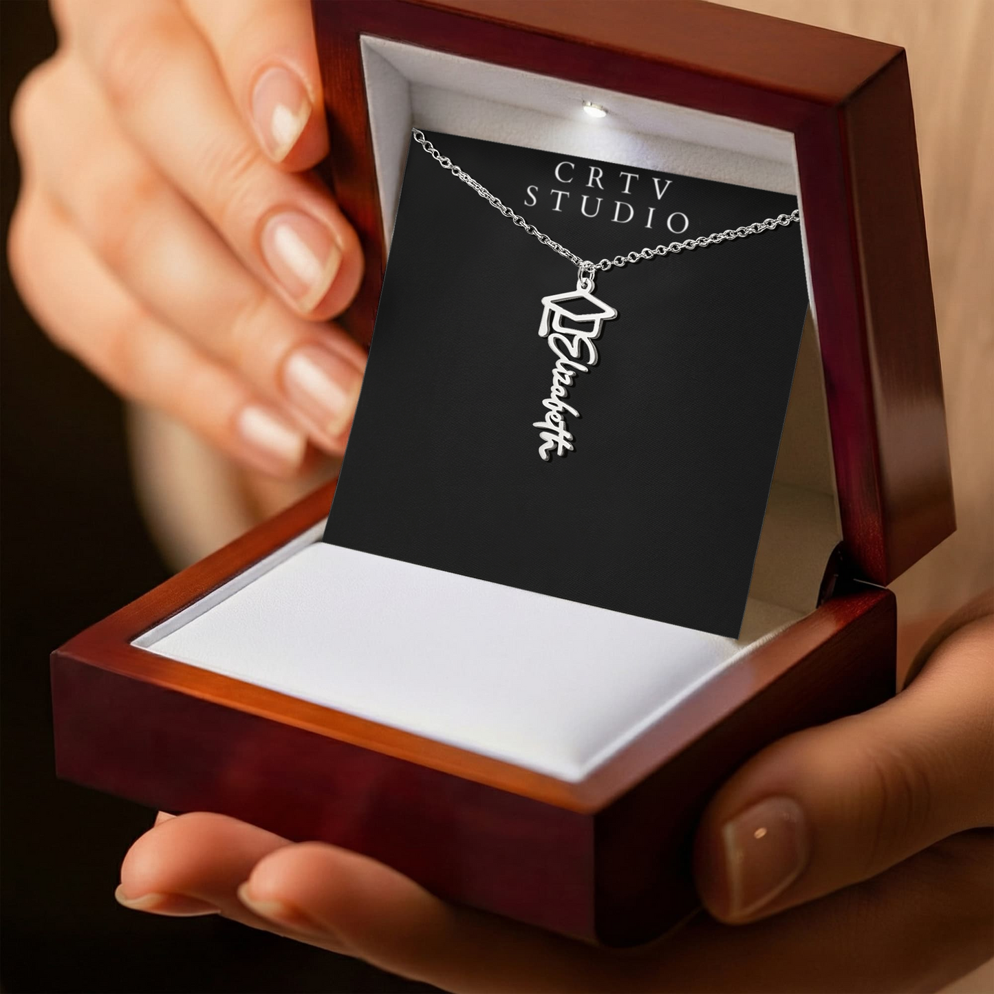 Graduation Cap Name Necklace