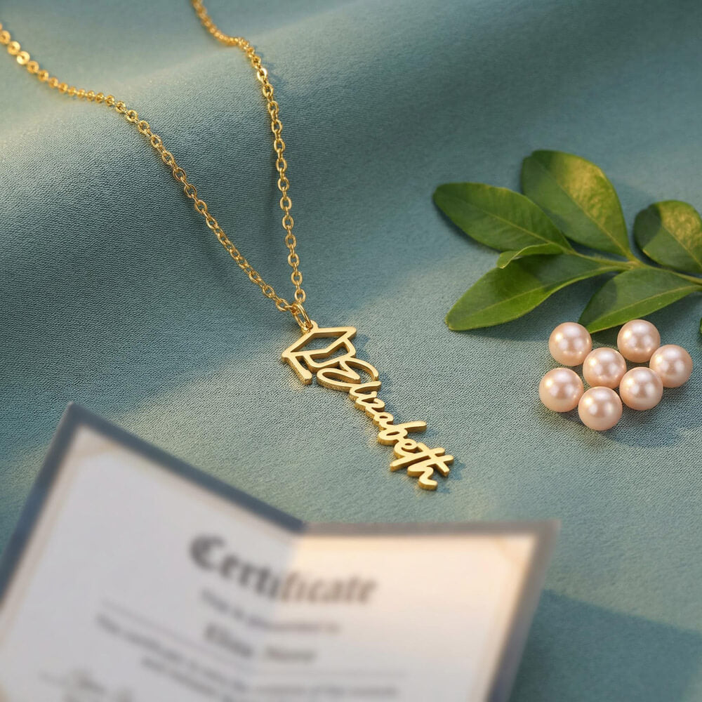 Graduation Cap Name Necklace