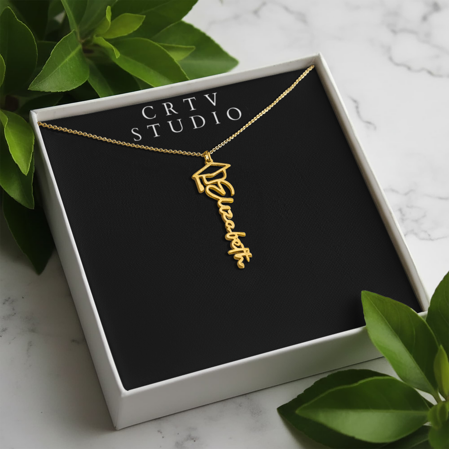 Graduation Cap Name Necklace