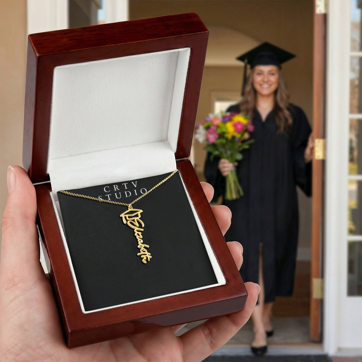 Graduation Cap Name Necklace