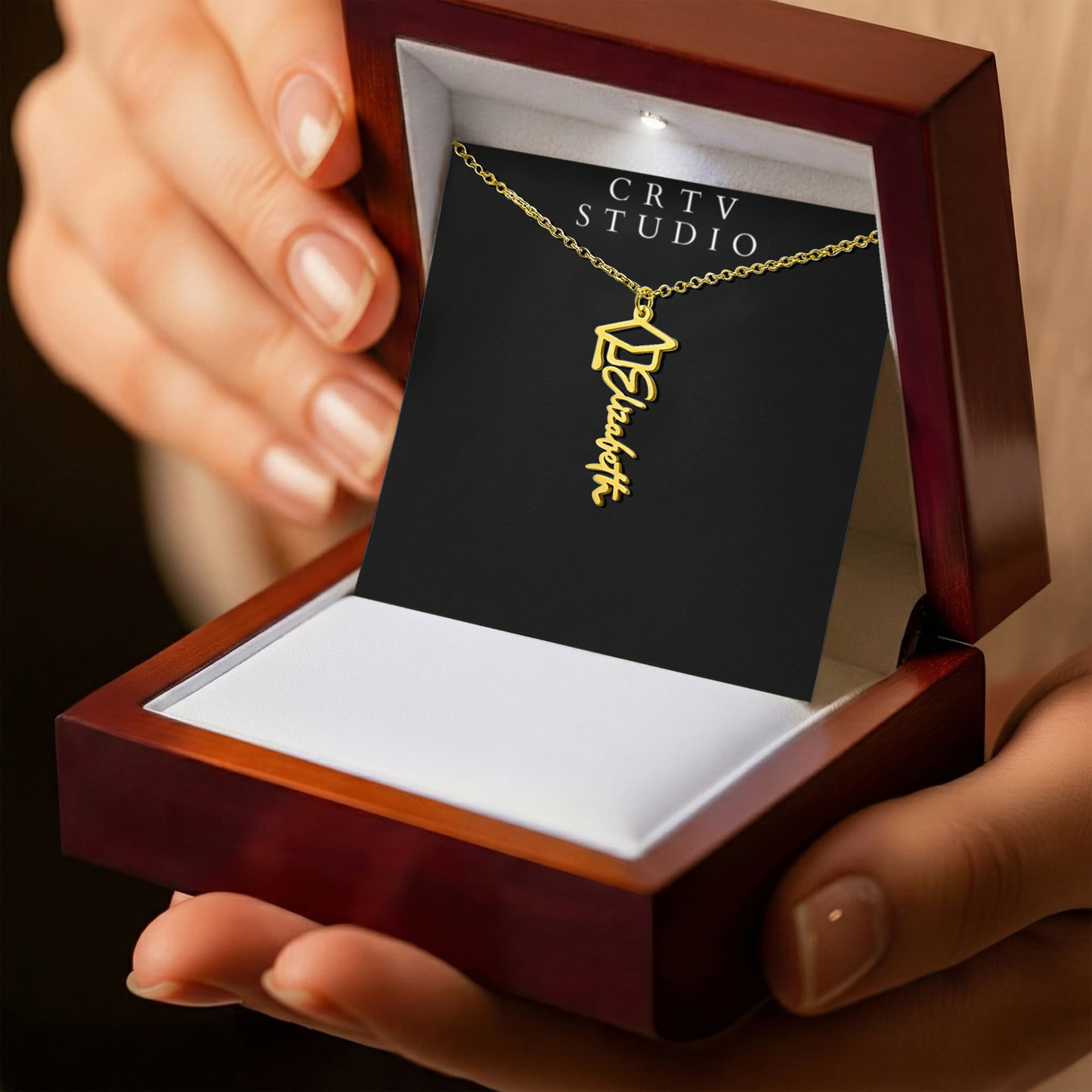 Graduation Cap Name Necklace