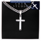 Personalized Engraved Cross - Cuban Link Chain
