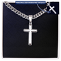 Engraved Cross - Cuban Link Chain