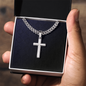 Engraved Cross - Cuban Link Chain