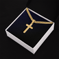 Engraved Cross - Cuban Link Chain